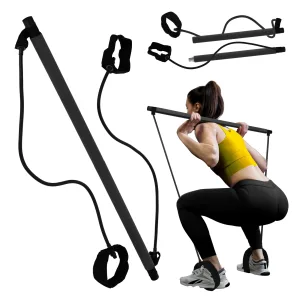 Pilates Treningsstang Med Ekspandere, Svart