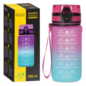Motiverende Vannflaske 0,5 L Rosa