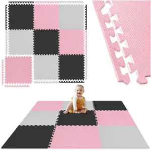 Pedagogisk Puslespillmatte For Barn 180 X 180 Cm Rosa