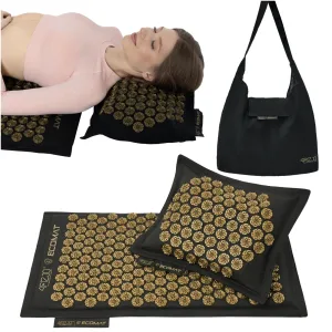 Eco Akupressurmatte Med Bokhveteskall Og Kokosnøtt Svart Og Gull